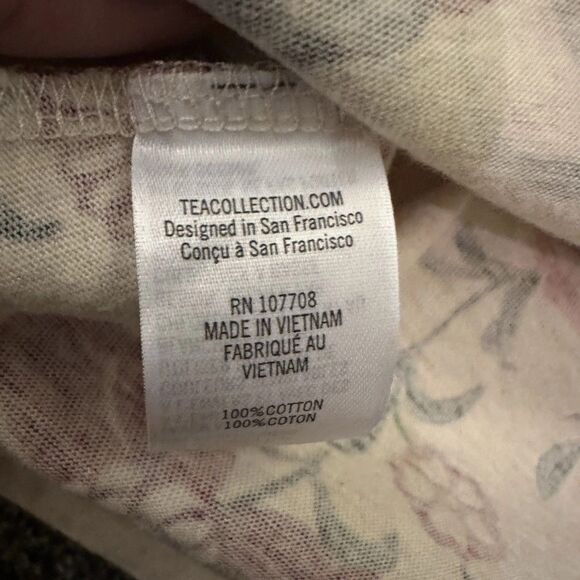 Tea Collection Wrap Front Taiyo Dress Girls 12 Long Sleeve Oatmeal Floral - Picture 7 of 13